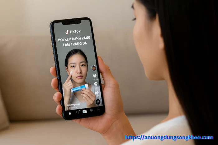 Trào lưu bôi kem đánh răng làm trắng da trên TikTok khiến nhiều người tò mò thử theo.