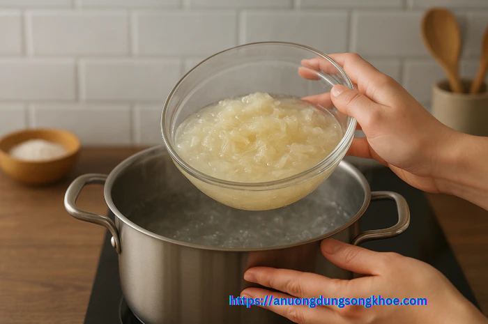 Hướng dẫn chưng yến đường phèn cách thủy đúng chuẩn