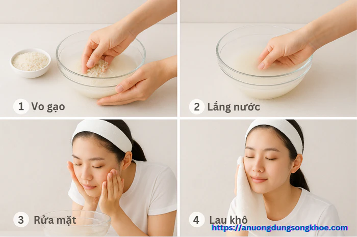 Cách rửa mặt bằng nước gạo làm trắng da tự nhiên an toàn tại nhà