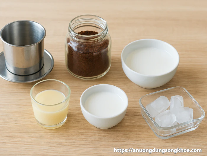 Nguyên liệu pha cafe cốt dừa chuẩn vị tại nhà