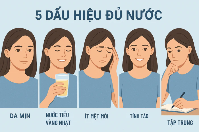 Dấu hiệu nhận biết cơ thể đã uống đủ nước mỗi ngày