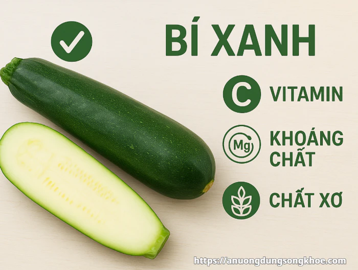 Giá trị dinh dưỡng trong bí xanh luộc: vitamin, khoáng chất và chất xơ
