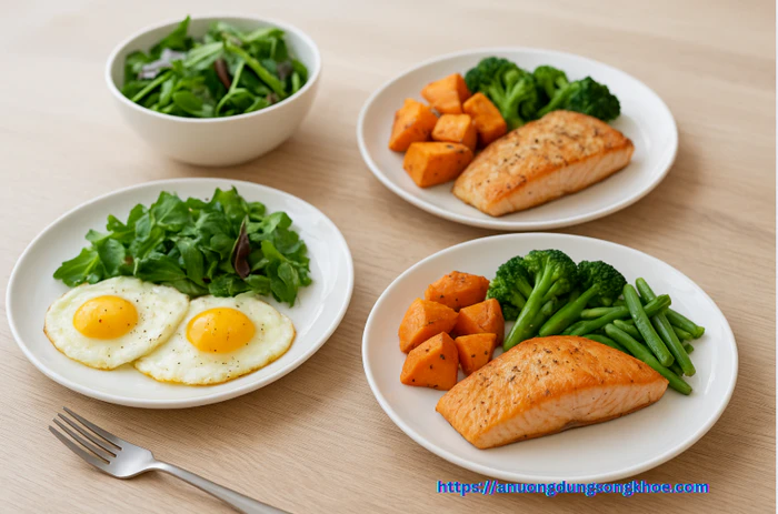Thực đơn Low Carb giảm cân an toàn 3 bữa mỗi ngày – giàu đạm, ít tinh bột, đủ rau xanh