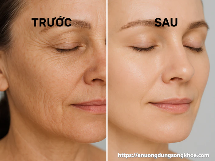 Làn da cải thiện sau khi đắp mặt nạ chống lão hóa tự nhiên