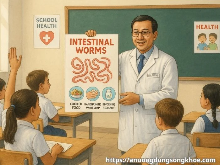 Phòng tránh bệnh giun sán ở học sinh tiểu học