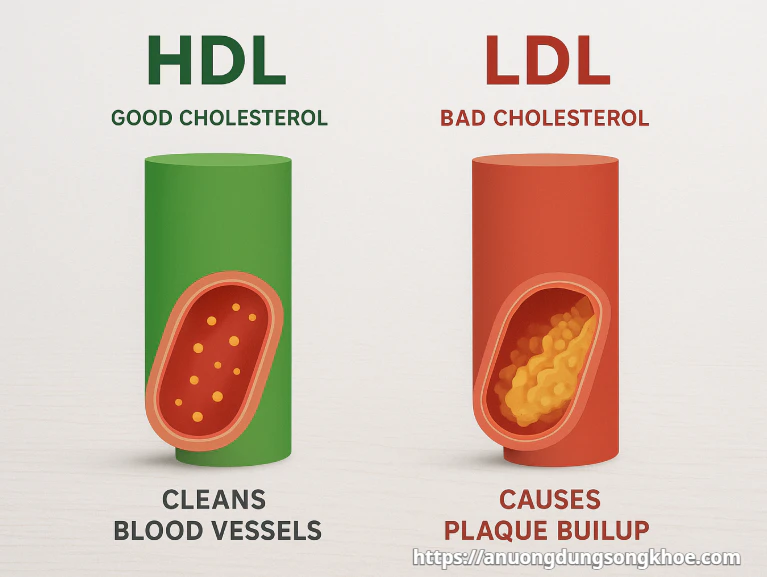 Hình ảnh so sánh HDL và LDL cholesterol – cholesterol tốt và xấu